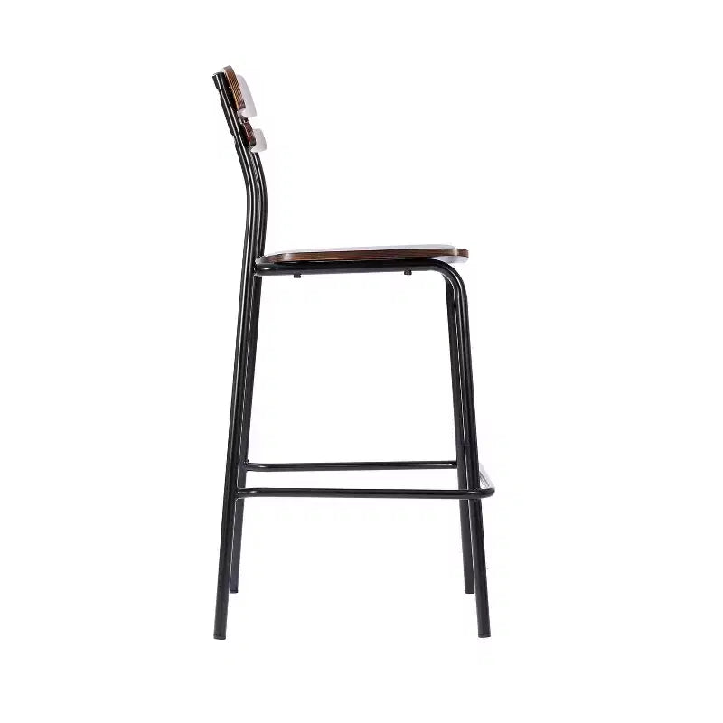 Flash Furniture 2 Pack Cyprus Commercial Grade Solid Wood Bar Stools with Metal Frames and Antique Finish