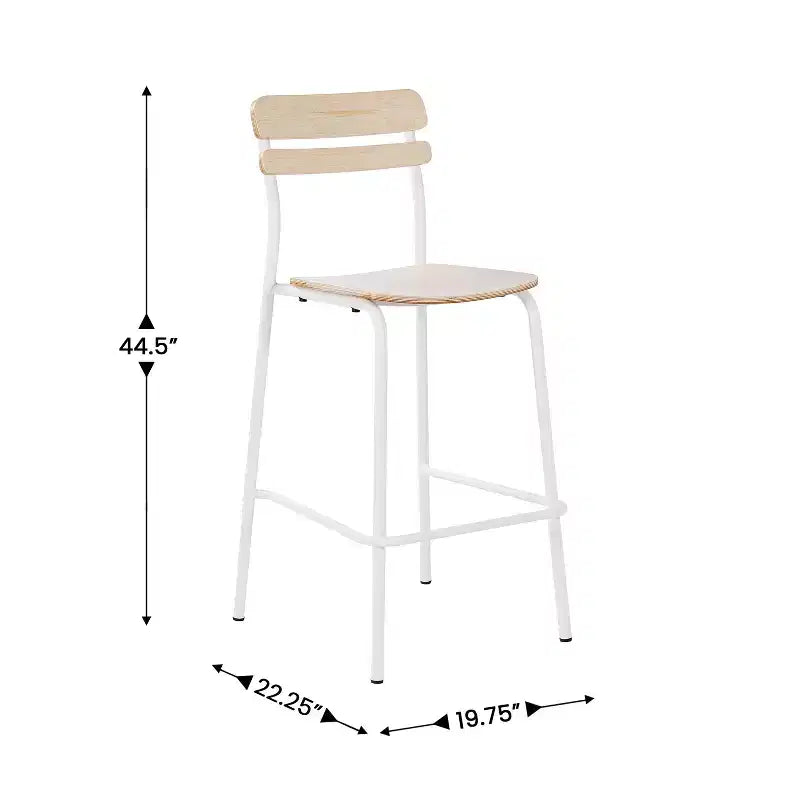 Flash Furniture 2 Pack Cyprus Commercial Grade Solid Wood Bar Stools with Metal Frames and Antique Finish