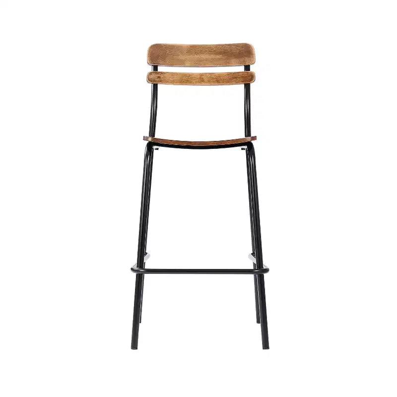 Flash Furniture 2 Pack Cyprus Commercial Grade Solid Wood Bar Stools with Metal Frames and Antique Finish