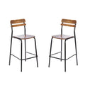 Flash Furniture 2 Pack Cyprus Commercial Grade Solid Wood Bar Stools with Metal Frames and Antique Finish