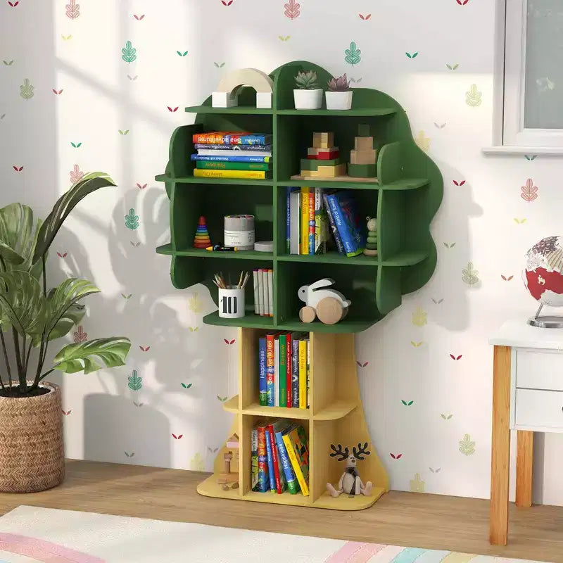 Costway Tree Bookcase Kids 6-Tier Toy Storage Organizer with Open Storage Shelves