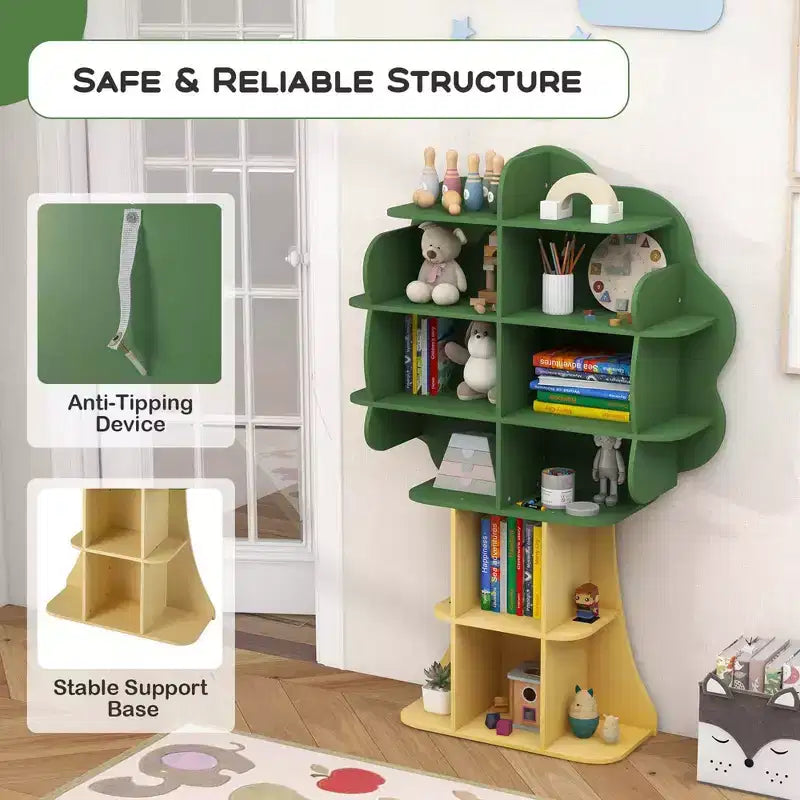 Costway Tree Bookcase Kids 6-Tier Toy Storage Organizer with Open Storage Shelves