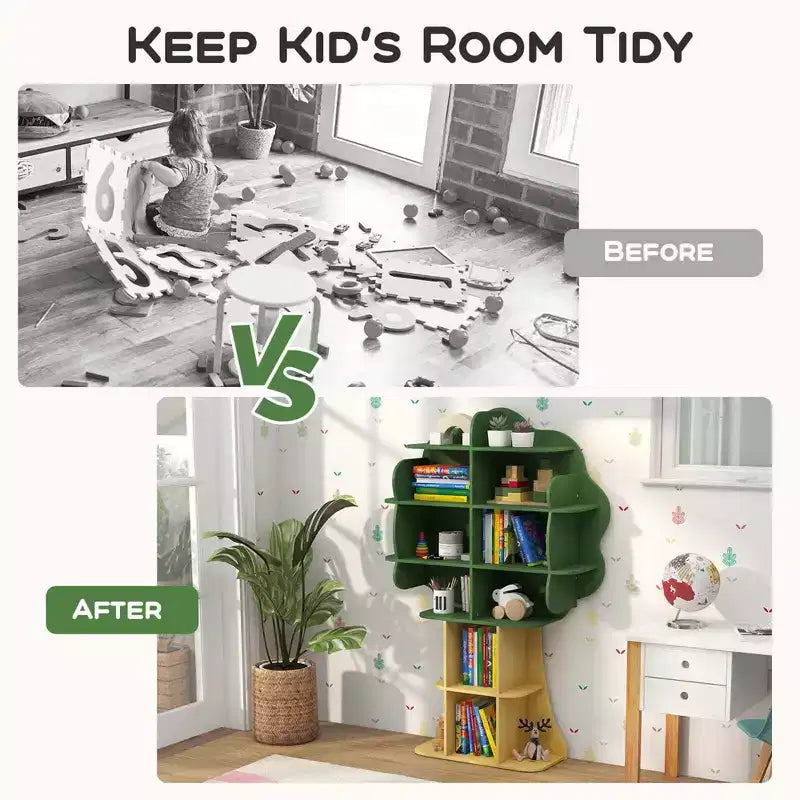 Costway Tree Bookcase Kids 6-Tier Toy Storage Organizer with Open Storage Shelves