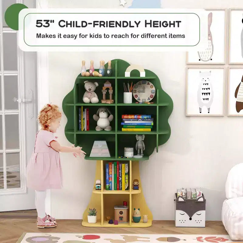 Costway Tree Bookcase Kids 6-Tier Toy Storage Organizer with Open Storage Shelves