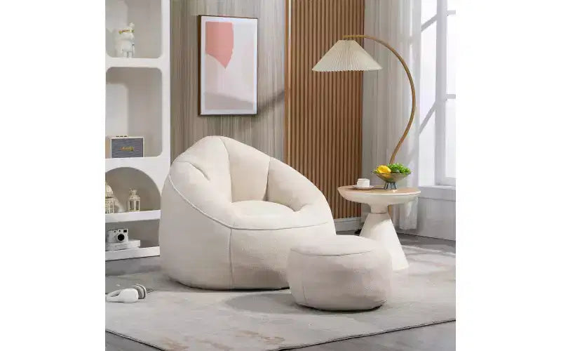 Bean Bag Sofa Chair with Padded Foam Padding Compressed With Footrest