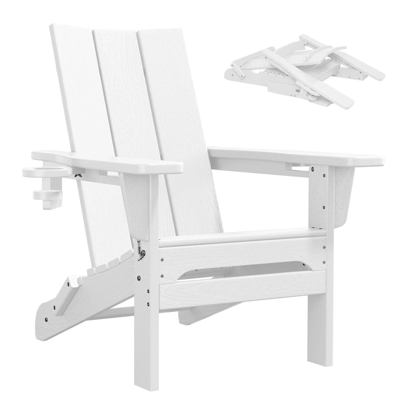 Sedie Adirondack moderne in HDPE per tutte le stagioni con portabicchieri