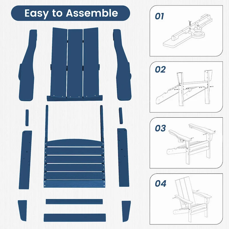 Sedie Adirondack moderne in HDPE per tutte le stagioni con portabicchieri