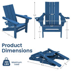 Sedie Adirondack moderne in HDPE per tutte le stagioni con portabicchieri