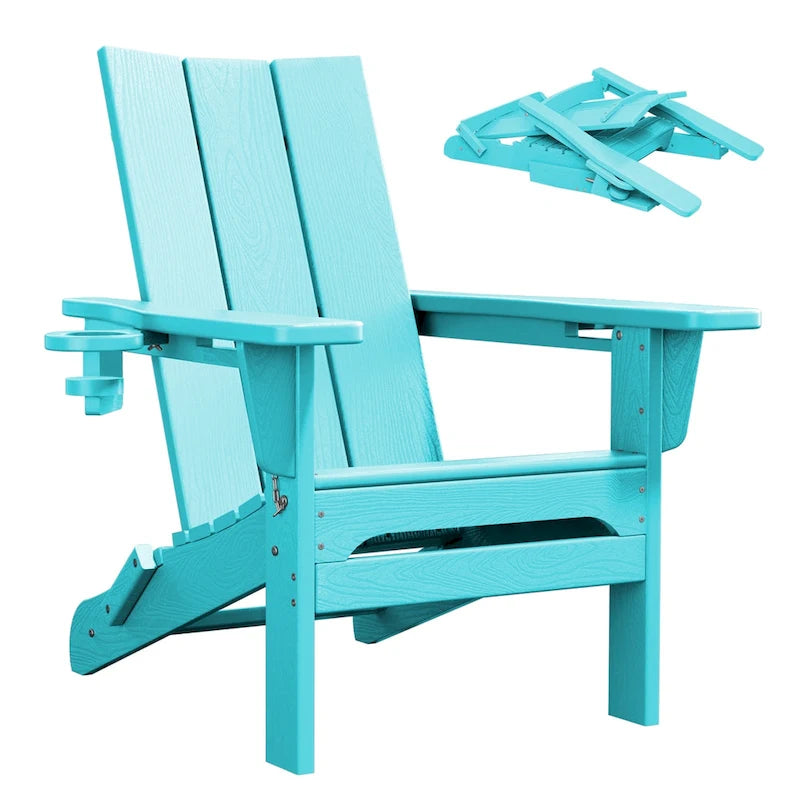 Sedie Adirondack moderne in HDPE per tutte le stagioni con portabicchieri