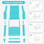 Sedie Adirondack moderne in HDPE per tutte le stagioni con portabicchieri
