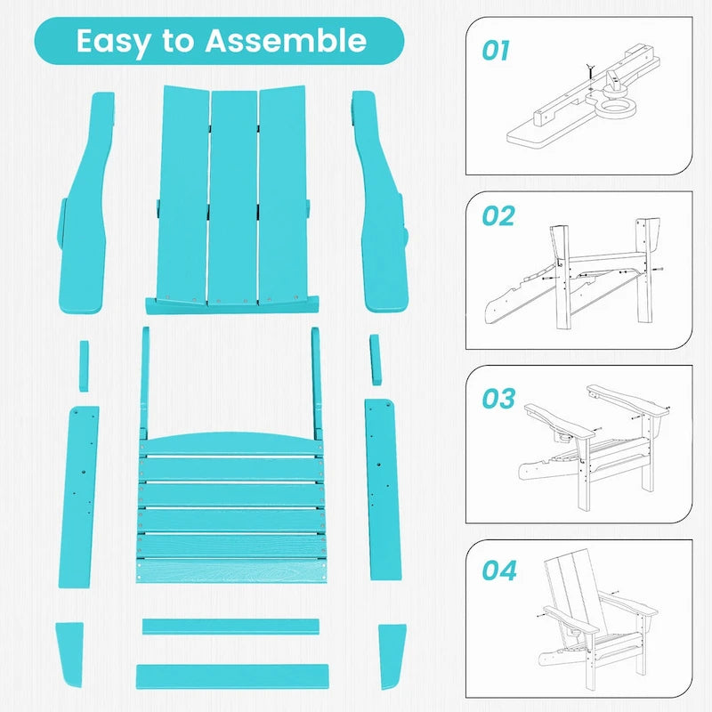 Sedie Adirondack moderne in HDPE per tutte le stagioni con portabicchieri