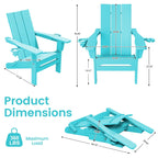 Sedie Adirondack moderne in HDPE per tutte le stagioni con portabicchieri