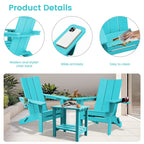 Sedie Adirondack moderne in HDPE per tutte le stagioni con portabicchieri
