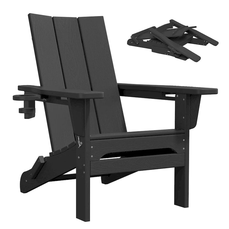 Sedie Adirondack moderne in HDPE per tutte le stagioni con portabicchieri