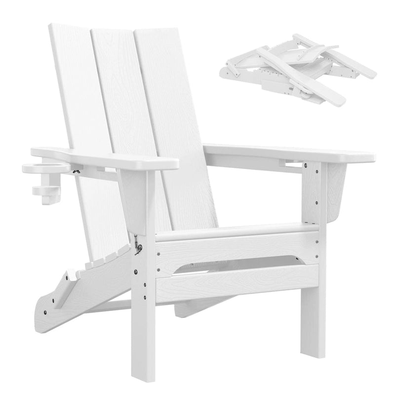 Sedie Adirondack moderne in HDPE per tutte le stagioni con portabicchieri