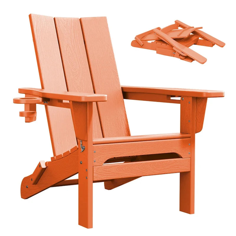 Sedie Adirondack moderne in HDPE per tutte le stagioni con portabicchieri