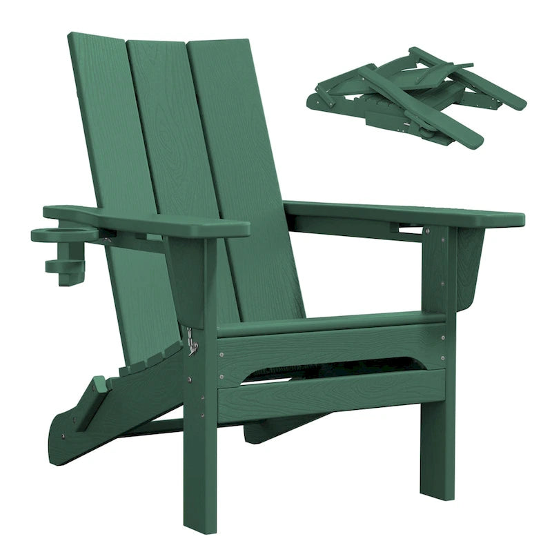 Sedie Adirondack moderne in HDPE per tutte le stagioni con portabicchieri