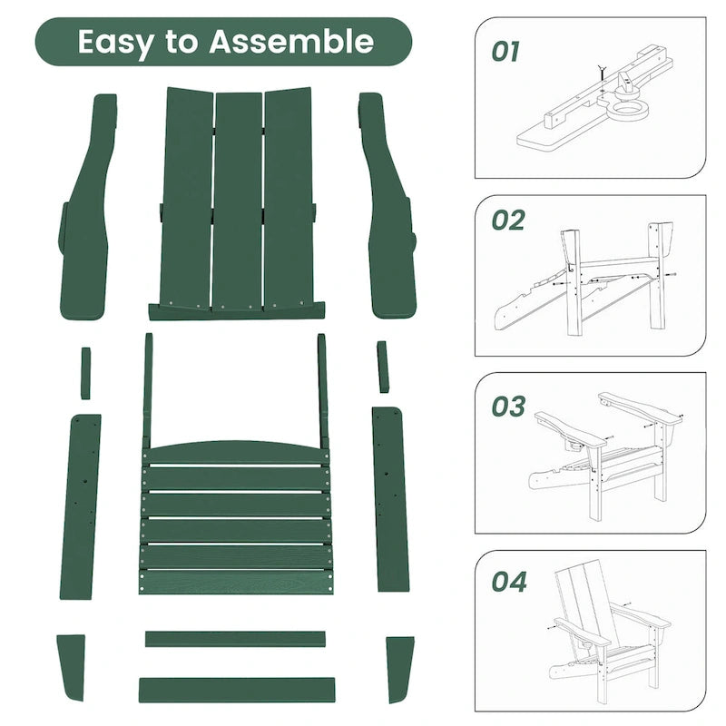 Sedie Adirondack moderne in HDPE per tutte le stagioni con portabicchieri