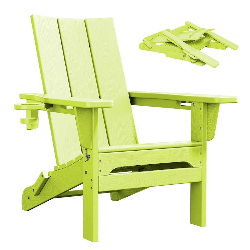 Sedie Adirondack moderne in HDPE per tutte le stagioni con portabicchieri