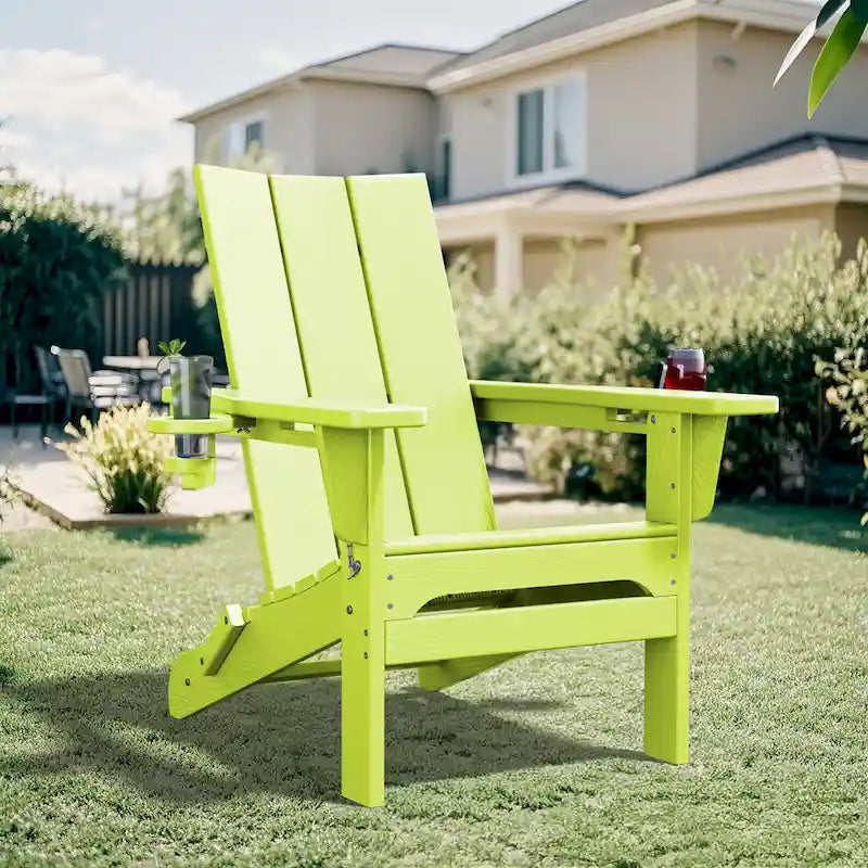 Sedie Adirondack moderne in HDPE per tutte le stagioni con portabicchieri