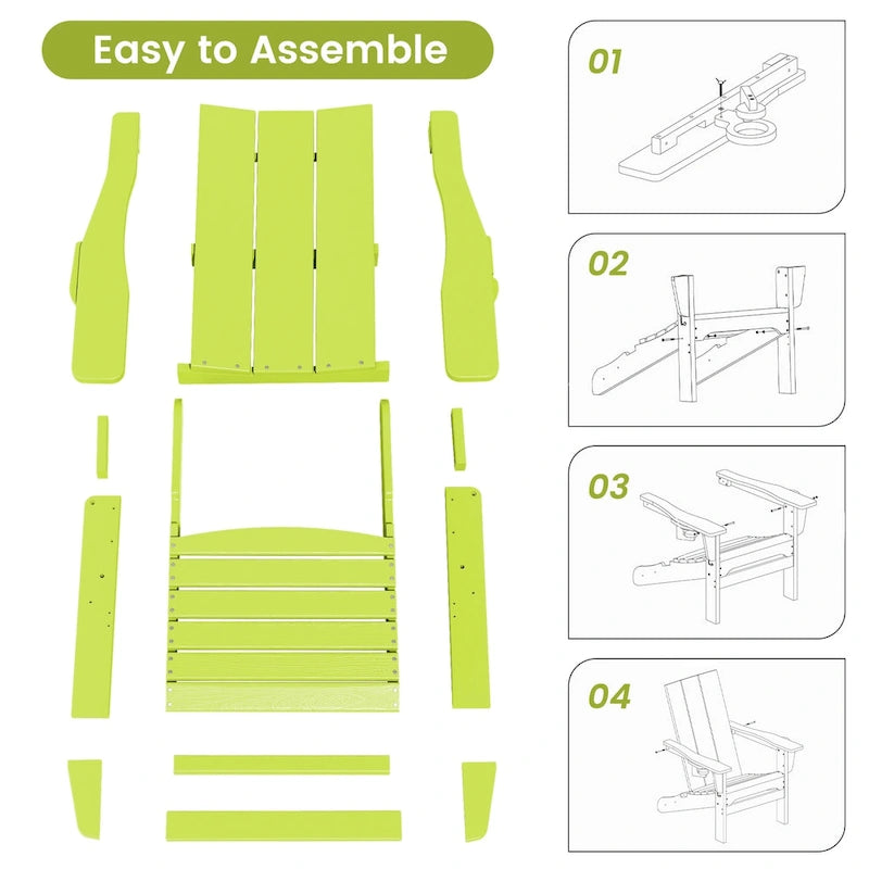 Sedie Adirondack moderne in HDPE per tutte le stagioni con portabicchieri