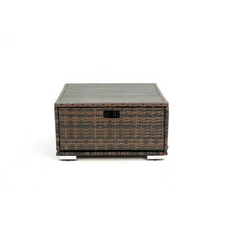 HOMEFUN Divano sezionale imbottito da esterno in rattan/vimini rettangolare/rotondo con tettuccio retrattile