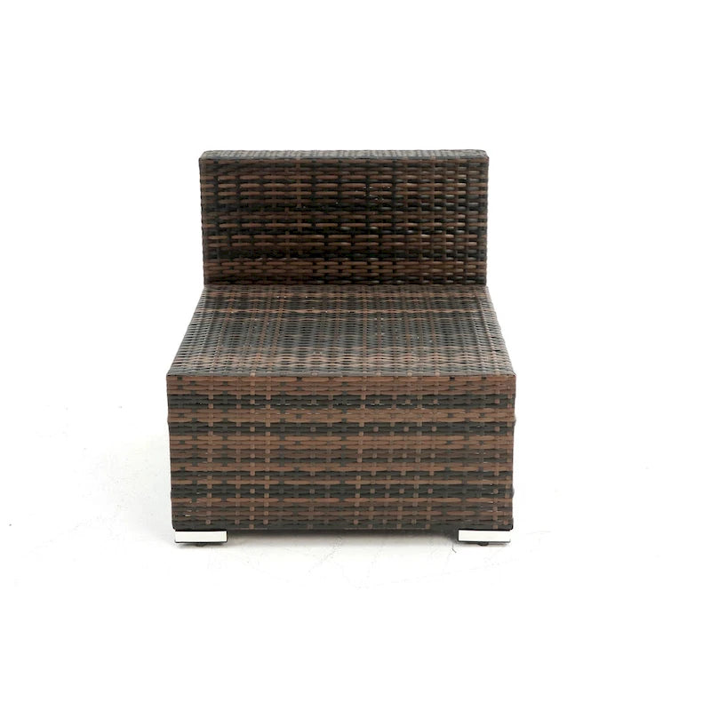 HOMEFUN Divano sezionale imbottito da esterno in rattan/vimini rettangolare/rotondo con tettuccio retrattile
