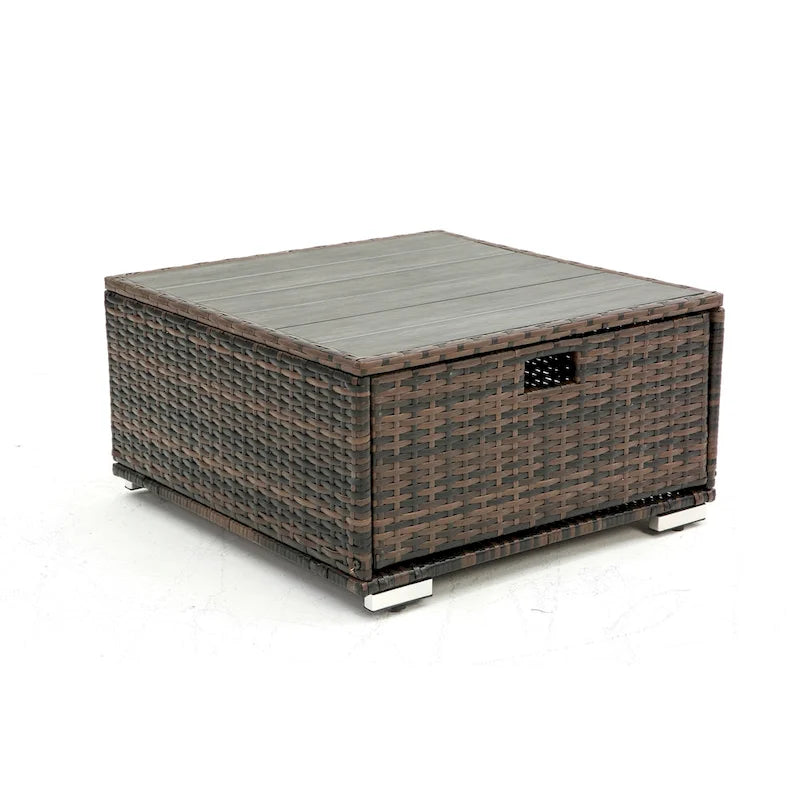 HOMEFUN Divano sezionale imbottito da esterno in rattan/vimini rettangolare/rotondo con tettuccio retrattile