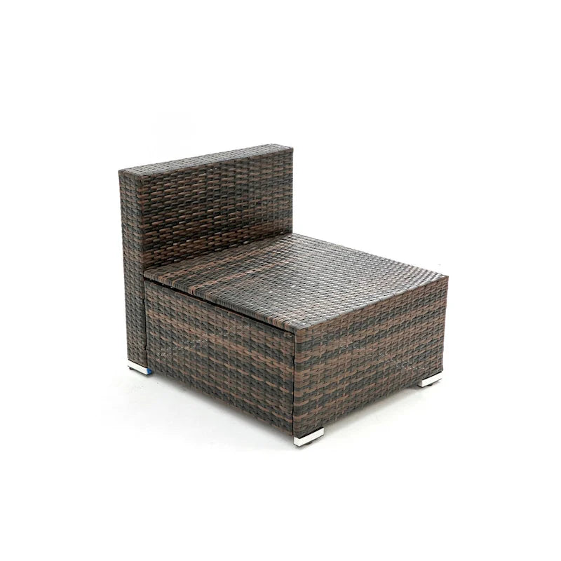 HOMEFUN Divano sezionale imbottito da esterno in rattan/vimini rettangolare/rotondo con tettuccio retrattile