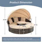 HOMEFUN Divano sezionale imbottito da esterno in rattan/vimini rettangolare/rotondo con tettuccio retrattile