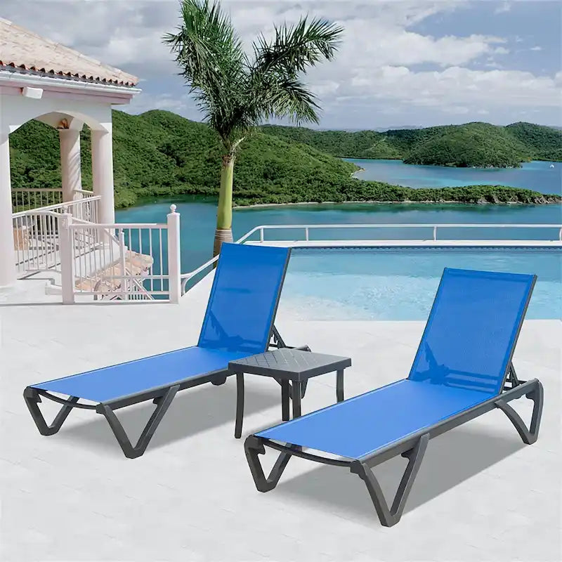 Set di 3 sedie a sdraio da patio