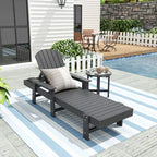 Polytrends Altura Poly Eco-Friendly All Weather Reclining Chaise Lounge with Arms & Side Table (2 Piece Set)