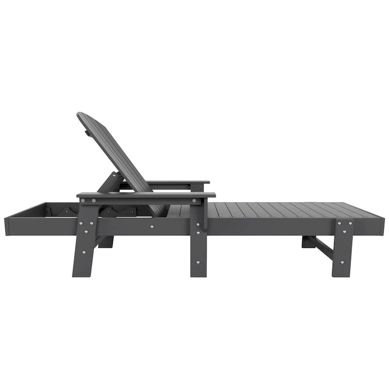 Polytrends Altura Poly Chaise longue reclinabile ecologica per tutte le stagioni con braccioli e tavolino laterale (set da 2 pezzi)