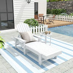 Polytrends Altura Poly Chaise longue reclinabile ecologica per tutte le stagioni con braccioli e tavolino laterale (set da 2 pezzi)