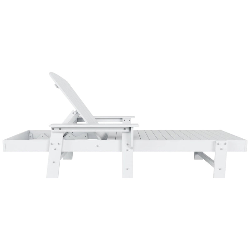 Polytrends Altura Poly Chaise longue reclinabile ecologica per tutte le stagioni con braccioli e tavolino laterale (set da 2 pezzi)