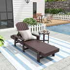 Polytrends Altura Poly Chaise longue reclinabile ecologica per tutte le stagioni con braccioli e tavolino laterale (set da 2 pezzi)