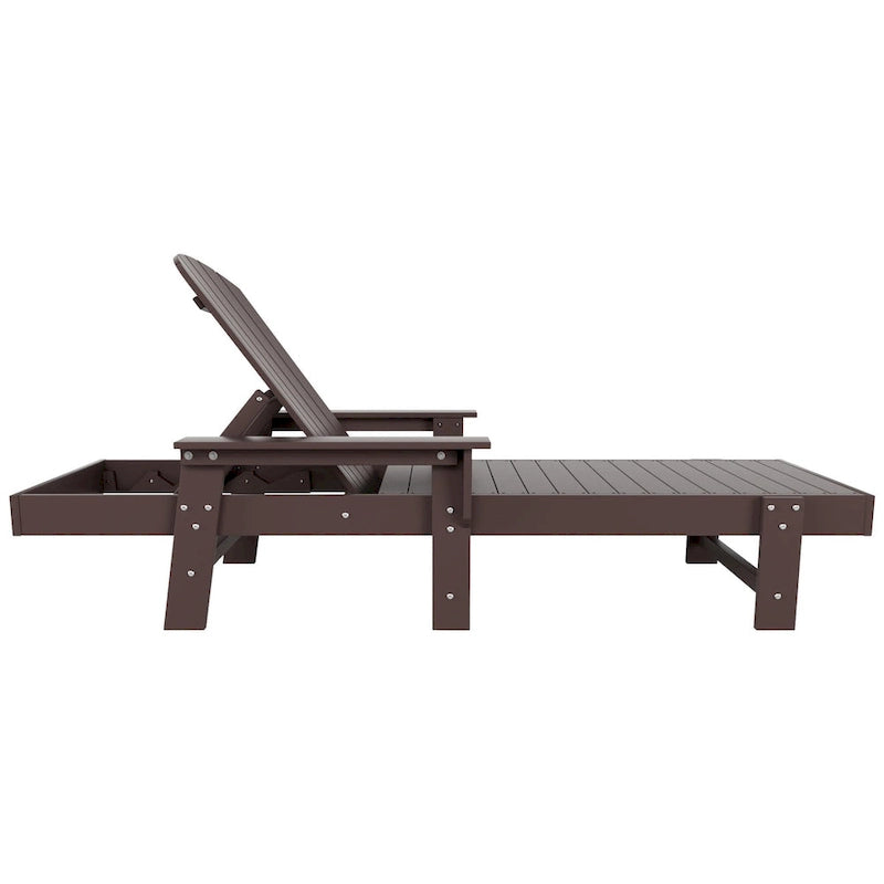 Polytrends Altura Poly Chaise longue reclinabile ecologica per tutte le stagioni con braccioli e tavolino laterale (set da 2 pezzi)
