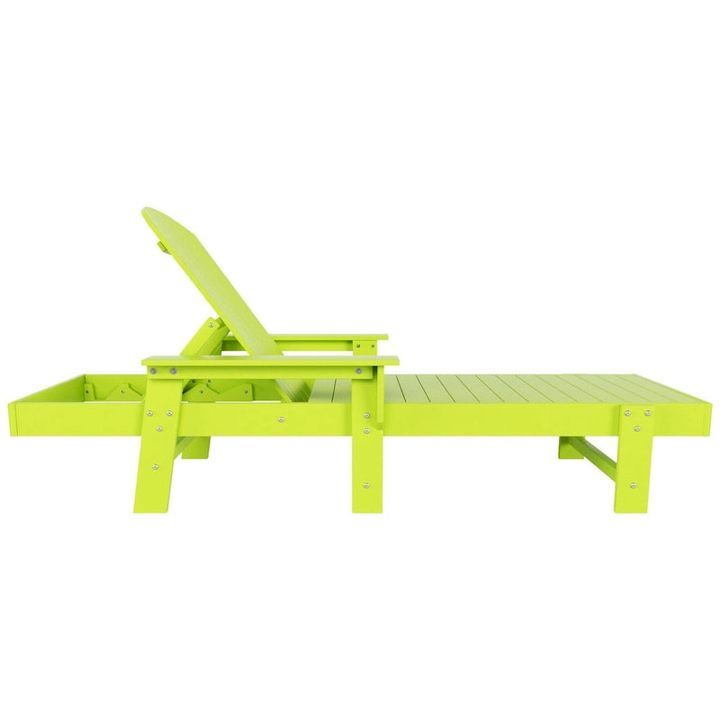 Polytrends Altura Poly Chaise longue reclinabile ecologica per tutte le stagioni con braccioli e tavolino laterale (set da 2 pezzi)