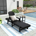 Polytrends Altura Poly Chaise longue reclinabile ecologica per tutte le stagioni con braccioli e tavolino laterale (set da 2 pezzi)