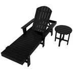 Polytrends Altura Poly Chaise longue reclinabile ecologica per tutte le stagioni con braccioli e tavolino laterale (set da 2 pezzi)