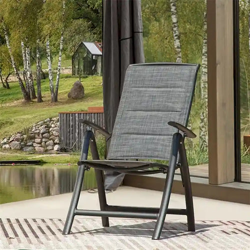 Chaise longue de jardin pliable en aluminium, 2 pièces, dossier réglable