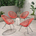 Sedia Anson in Acciaio/Rattan PE Intrecciato da Esterno (Set da 4) di Christopher Knight Home