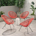 Sedia Anson in Acciaio/Rattan PE Intrecciato da Esterno (Set da 4) di Christopher Knight Home