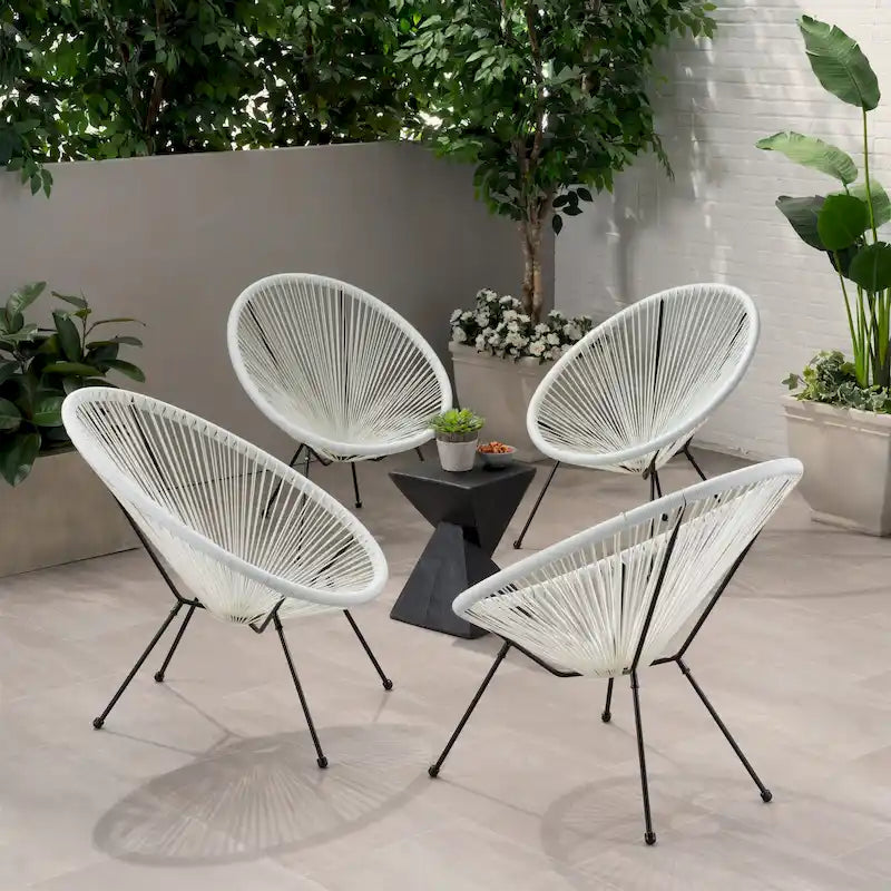 Sedia Anson in Acciaio/Rattan PE Intrecciato da Esterno (Set da 4) di Christopher Knight Home