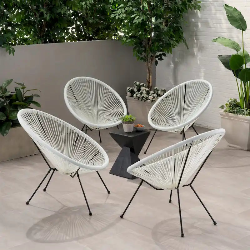 Sedia Anson in Acciaio/Rattan PE Intrecciato da Esterno (Set da 4) di Christopher Knight Home