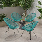 Sedia Anson in Acciaio/Rattan PE Intrecciato da Esterno (Set da 4) di Christopher Knight Home