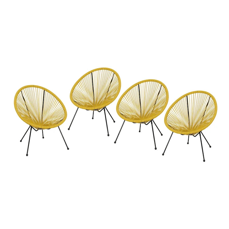 Sedia Anson in Acciaio/Rattan PE Intrecciato da Esterno (Set da 4) di Christopher Knight Home