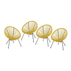 Sedia Anson in Acciaio/Rattan PE Intrecciato da Esterno (Set da 4) di Christopher Knight Home