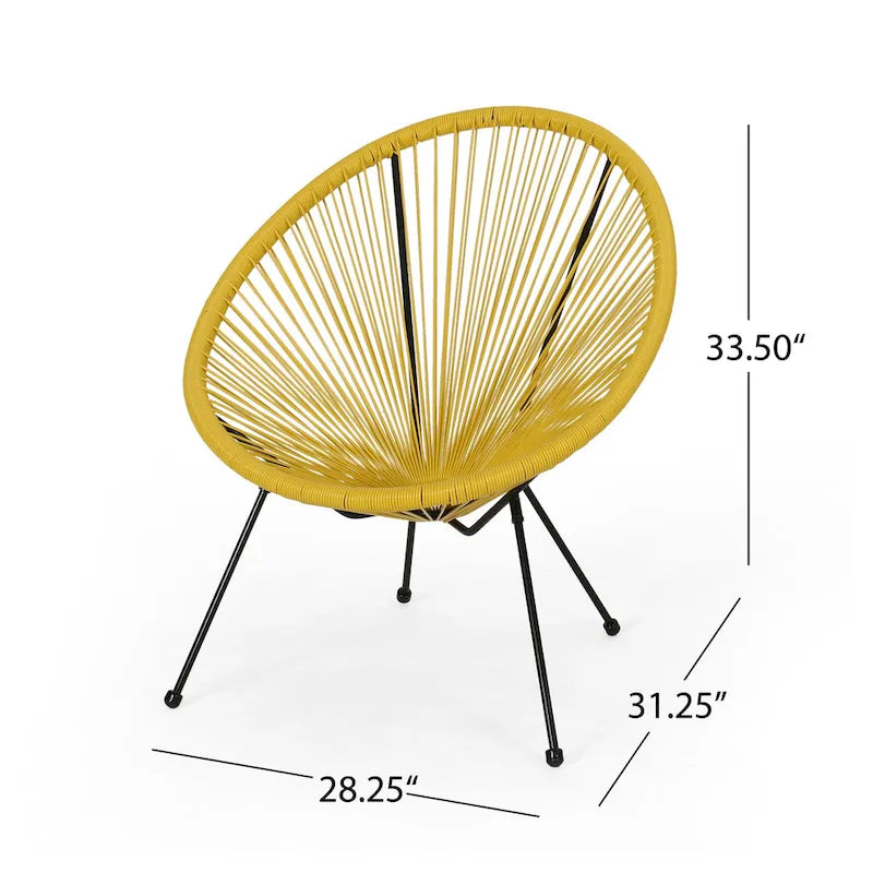 Sedia Anson in Acciaio/Rattan PE Intrecciato da Esterno (Set da 4) di Christopher Knight Home