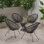 Sedia Anson in Acciaio/Rattan PE Intrecciato da Esterno (Set da 4) di Christopher Knight Home